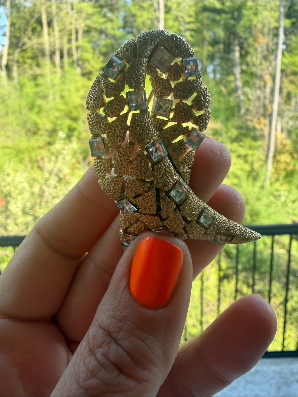 Trifari Gold Tone Filigree Leaf Pin